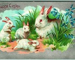 Raphael Tuck Happy Easter White Rabbit Bunny Family Embossed Foiled Post... - $7.13