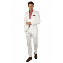 Men's Summer Linen Suit Apollo King Half Lined 2 Button Modern Fit SLN8 White image 4