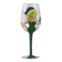 Santa Helper  Green Wine Glass Goblet - $20.00