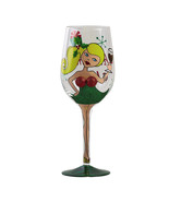 Santa Helper Girl Tinsel Cheers Wine Glass Goblet - £15.98 GBP