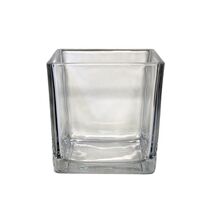 Mini Clear Thick Designed Glass Collectible Square Vase H = 3.25 inches ... - $10.00