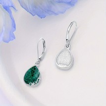 925 Sterling Silver Filigree Malachite Teardrop Dangle Earrings for Women - £54.75 GBP