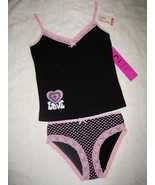 GIRLS 12 (M) - Little Princess - Hearts &amp; Love Pink &amp; Black CAMISOLE &amp; P... - £12.58 GBP