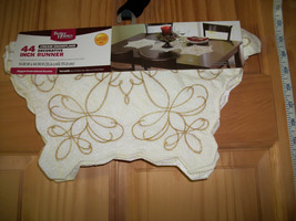 Better Homes Linen 44 Inch Cream Snowflake Table Runner Winter Gold Home... - $16.14