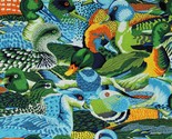 Cotton Fish Ducks Birds Animals Feathers Multicolor Fabric Print by Yard... - £10.90 GBP