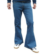 Men's RETRO FLARES Stonewash Denim JEANS Blue Retro Hippie 60s 70s Bell Bottoms - $64.90