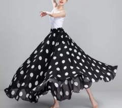 White Polka Dot Print Chiffon Skirt Summer Chiffon Skirt Plus Size Beach Skirts image 10