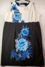Lane Bryant Sheath Dress Womens Size 28 Black White Floral Polyester Back Zipper - £23.88 GBP