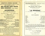 1947 New England Opera Theatre Programs La Boheme &amp; Idomeneo - $14.59
