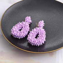 Ztech Collection Purple Color Drop Earrings For Women Students Petal Crystal Acr - £9.19 GBP