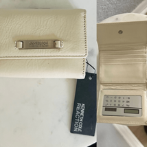 KENNETH COLE REACTION VINTAGE WALLET WITH SOLAR POWERED CALCULATOR, Ivor... - $27.12