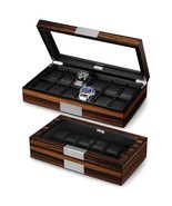 Elegant Men Watch Box Display Case Wood Luxury Organizer 12 Slot PU Leat... - £97.45 GBP