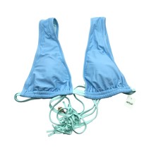 Aerie Tassel Plunge Triangle Bikini Top Removable Cups Blue Aqua L - £11.44 GBP