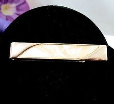 SWANK TIE CLASP Imitation Mother of Pearl MEN&#39;S Vintage Cream on Goldtone 2 1/2&quot; - £13.44 GBP