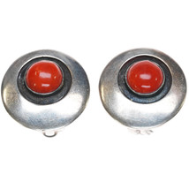 Frank Patania Sr (1899-1964) Modernist sterling &amp; Coral clip on earrings - $514.55