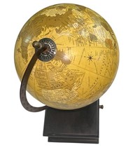Vintage Style World Globe on Wood Base w/ Drawer 16" Tall Desk Decor India image 5