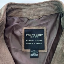 Pronto Uomo Leather Jacket Men's XL Suede Brown Button Up Sport Coat Genuine image 3