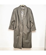 VTG Jacqueline Ferrar Leather Trench Coat Women Large Taupe Collar 2-But... - $46.74