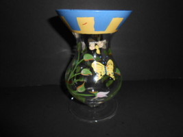 Lenox Crystal Vase Handpainted Florals &amp; Butterfly Dragonfly Ladybug Bee 6&quot; - £3.90 GBP