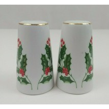 Vintage Christmas Mistletoe White Salt &amp; Pepper Shakers Set - £6.22 GBP