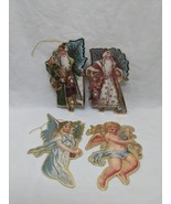 Lot Of (4) Vintage Christmas Foil Diecut Santa Clause And Angel Ornament... - $364.52 MXN