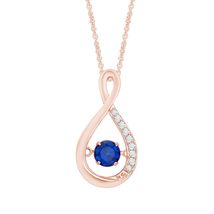 Yaathi 5.0mm Lab Created Blue and White Sapphire Infinity Pendant Necklace in 18 - £36.21 GBP