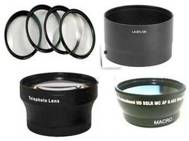 Wide Lens + Tele Lens + Macro Close Up+ Tube for Nikon CoolPix L320, L330, L340, - £68.97 GBP