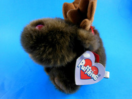 Moose by Swibco PUFFKINS Plush Christmas Moosletoe 1999 Bean Bag 4&quot; + antlers - £6.95 GBP