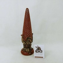 Finial Decorative Cone Shape Ornate Diamond Cut Design Ceramic Rust Color 14&quot; - £24.57 GBP