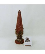 Finial Decorative Cone Shape Ornate Diamond Cut Design Ceramic Rust Colo... - £24.37 GBP