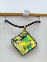 Murano gold green and black glass pendant necklace Fashion Jewelry - £12.57 GBP