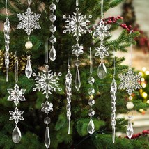18Pcs Crystal Christmas Ornaments For Christmas Tree Decorations-Hanging Acrylic - £22.13 GBP