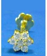 Cubic Zirkonia Diamant Blume Nase Anstecknadel Ring Piercing Nieten 14K ... - $35.28