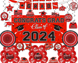 Red Themed 2024 Graduation Decorations Set - Congrats Grad Banner, Class... - £34.60 GBP