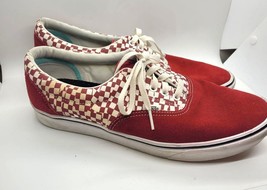 Vans Tear Check Checkerboard Lace Sneakers Red White Mens 12 Skater blockcore - $38.61