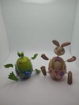 Fitz And Floyd Easter Jiggling Bunny Rabbit &amp; Frog Set Of 2 Anthropomorphic Egg - £19.11 GBP