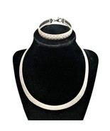 925 Silver Italy M Necklace &amp; Bracelet w/ Diamond Pattern Milor Italy - $77.42