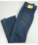 Calvin Klein Women&#39;s Jeans Size 7 Blue Denim Belted Low Rise Raw Split Hem - $14.95