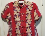 Vintage Avanti Hawaiian Silk Red Floral Top Blouse Shirt Women&#39;s Large S... - $44.55
