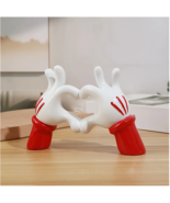 Disney Mickey Mouse Minnie Red Heart Shape Hands Love Valentine Resin Fi... - $30.56