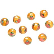 Lampwork Round Matte Glass Beads Amber Color 6mm 10Pcs - £8.08 GBP