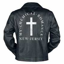 My Chemical Romance NJ Cross Moto Black Leather Jacket - £83.73 GBP