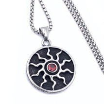 Mens Apollo God of Sun Symbol Pendant Biker Necklace Stainless Steel Chain 24&quot; - £9.54 GBP