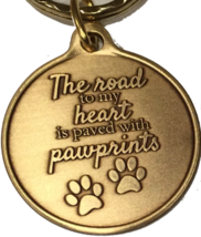The Road To My Heart Is Paved With Paw Prints Double Paw Print Bronze Pet Keycha - £4.78 GBP