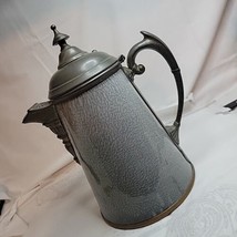 Antique Grey Pewter Granite Ware Coffee Pot Granite Iron Ware Label With Receipt - £36.36 GBP