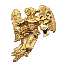 Signed USA Brooch Angel With An Arp Regal Radiance Gold Tone Vintage Style - £6.98 GBP