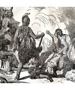 Pocahontas Saves John Smith 1845 Wood Engraving Victorian Revolution DWY9A - $951.78 MXN