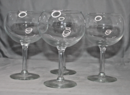 Globe Style Wine Clear Glass Pedestal Wide Mouth Set of 4 Approximately 6&quot; Tall - £9.95 GBP