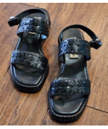 Brighton Braided Leather Sandals Black Pewter Women's Size 6M - $24.74