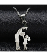 Stainless Steel Mom Loves Baby &amp; Daughter Pendant Necklace - €12,85 EUR